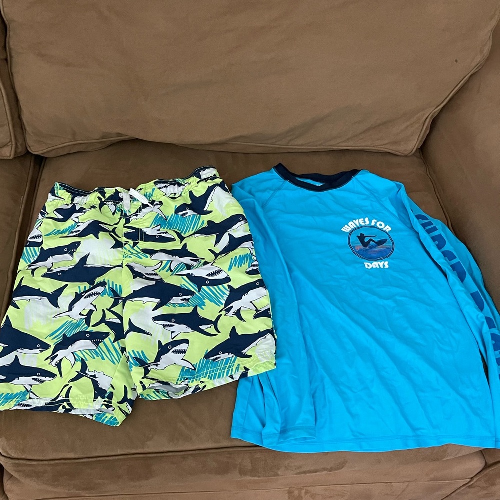 Oshkosh boys swim shorts rash guard